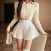 Skirts Summer High Waist Womens Sexy Mini Skirts Side Zipper Vintage Pleated Skirt Korean dent White Tennis Skirts Short Black Y240420