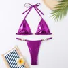 Women's Swimwear Sexy Triangle Brazilian Bikini Push Up Women Metallic String Bikinis Bling Thong Bathing Suit Beach Wear Biquini Femme