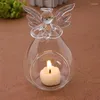 Soportes de velas Soporte de vidrio forma de ángel único Transparente Hollow Hollow Romantic Candlestick Home Room Decoración de fiestas