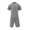 SUIT SPORTS MENS SUMBRE HIGH STREET JACQUARD PLaid T-shirt Short Two-Piece Set Male Retro Retro Retro OP TOP 240408