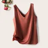 Women's Tanks V-neck Tank Tops Women Stylish Summer For Vest Smooth Satin Fabric Loose Fit Pullover