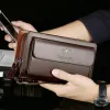 Wallets Fashion Men's Wallets Brand Large Zipper Wristlets Phone Man Clutch Bag Business Card Holders Male Leather Wallet Coin Purses