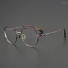 Sonnenbrillen Rahmen japanische Designer Handhandwerk Nische Retro Metall Purpur Gold Runde Gläser Rahmen für Männer Leichte Titanien Brille