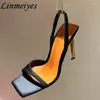 Sandaler Summer High Heels Women Candy Color Peep Toe Party Shoes Satin Back Strap Prom Sexig Gladiator Woman