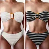 Bikini set vrouwen zomer zwemkleding 2 stks spaghetti riem geplooide sexy backless Koreaanse stijl ins dames strandkleding chic high taille 240417