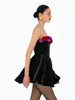 Lässige Kleider Modphy Elegant Spleißen 3D Blumen Samt Mini Kleid sexy süße Y2K A-Linie für Frauen hohe Taille Modekleidung
