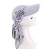 Ball Caps Woman Muzułmańska Hidżab Turban Hat na baseball Summer Sun Head Scarf Long Brim Floral Bandana Bonnet