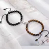 Chain Magnet Couple Bracelets for Woman Men Romantic Heart Matching Lovers Natural Stone Beads Yoga Bracelet Valentine Gift Jewelry Y240420