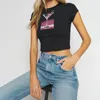 Kvinnors T-skjortor Pure Desire for Sweet and Spicy Girls 'Love Hollowed-Out Short-Sleeved T-Shirt Sense of Summer Design var försiktig med att inte