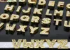 130pcslot 10mm AZ gold color slide letters DIY charms fit for 10mm leather wristband bracelet8943110