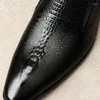Chaussures habillées de luxe Crocodile Modèle Mentise Business Business 2024 Fashion Généreuse cuir confortable Designer Mariage Social Homme formel