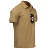 T-shirts utomhus taktiska tshirts sport armé bekämpa militär vandring sommar snabb torr t skjortor jakt camping 4xl lapel polos kläder