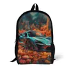 Sac à dos fantastique voiture de sport néon peinture colorée garçon fille polyester extérieur sac à dos