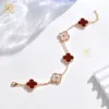 Fine Four Leaf Clover Jewellery Silver Bracelet Charm Bangle Earrings Red Agate Necklace Jewelry Sets