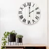 Relógios de parede 21 "Relógio de madeira rústico da fazenda com 12 símbolos textos cinza TEXTO Branco acabamento