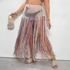 Couverture de plage robe femme vêtements maillot de bain d'été 2024 pure couleur frange jupe jupe tache imprimé acrylique long pour ensemble