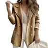 Women's Suits Women Formal Coat Lady Suit Stylish Double-breasted Warm Mid-length Business Jacket With Turn-down Collar