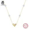 Pendants Orsa Jewels Elegant Heart 4A CZ PENDANT Collier 925 Bijoux d'anniversaire de perle naturel en argent sterling pour les femmes GPN66