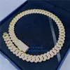 15mm 4 rader Moissanite Lab Grown Diamond Iced Out Gold Color Chain Halsband 925 Sterling Silver Necklace Miami Cuban Chain