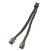 2024 25cm Câble adaptateur GPU à collier Y tressé PCIe 8 broches Femelle à double broche 2x8 (6 + 2) Câble d'extension de l'adaptateur d'alimentation PCI Express mâle - pour