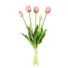 Decoratieve bloemen Siliconen Tulp Simulatiekamer Decor Artificial for Wedding Decoration Soft Adhesive Pu Fake Bouquet