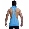 Tank Top Men Gym Clothing Black Quick Dry Mesh Fitness Shirt Hooded Vest 240420