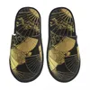 Slippers Winter Warm Women Men Plush Flat Indoor Japanese Fan Flower Umbrella Furry Home Non-slip Shoes