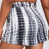 Plus Tamanho da cintura de cordão de punho de puxão de verão Tie casual Tye Dye Short Black and White Large Wide Land Shorts Grande Esporte 240411