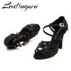 Танцевальная обувь Lodingwu Латинская женщина с танцом сальса сальса бальная вечеринка каблуки 10 см сатиновый черный
