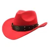 Berets wollen vilt cowboyhoed voor volwassene met riem mode carnavals feest kostuum cap vrouwen mannen Halloween festival hoofddeksels groothandel