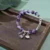 Chain Korean Exquisite Crystal Beaded Bracelets For Women Colorful Green Purple Beads Lucky Cat Pendant Bracelet Luck Amulet Jewelry Y240420