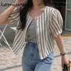 Blans des femmes Corée de contrastes de contraste chic coréen Bluts à manches courtes Blusas Single Poit