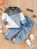 Clothing Sets Baby Boy Winter Clothes Set Warm Fleece Color Block Pullover Sweatshirt And Pants - Adorable 2-Piece Toddler Fall Outfit