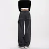 Frauen Jeans Weitbein Hosen Ladies Knochen gedruckter Hosen Hip Hop Lose Streetwear High Street Casual für Frau Ropa Mujer
