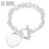 Chain Hot New Silver Color Bracelets For Women Hanging Simple Heart Card Chain Wedding Party Lady Gifts Fashion Jewelry Y240420