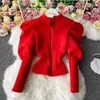 Kadın Hoodies Bubble Top Slim Fit Puff Sleeve