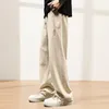 Men's Pants Thick Plush Wide Leg Sweatpants With Drawstring Waist Pockets For Men Cozy Fall Winter Trousers Sports Leisure