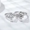 Ringos de cluster S925 Jóias de casamento por atacado de prata esterlina para moda feminina com moissanita de diamante de 0,5ct-1Ct