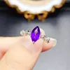 Clusterringen FS 4 10 Natuurlijke paardenoog Type Amethyst Ring S925 Sterling Silver voor vrouwen Fijne charm Weddings sieraden Meibapj met