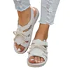 Casual schoenen zomer vrijetijdsstoffen mode boog dames open teen sandalen roman buckle flat sandalias de mujer verano 2024