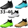 Botas de fútbol de uñas largas de los hombres tacos para niños botas de fútbol de alta top de niños de niños azules blancos blancos azules