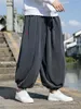 Autumn Winter Men Polar Fleece Pants Men Velvet Retro Harem Pants Male Solid Color Wide Ben Pants Harajuku Jogging Byxor 240421