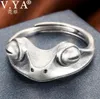 Vya 925 Серебряная серебряная лягушка Открытые кольца для женщин, мужские, винтажные панк -животные, ринг кольцо тайская серебряная мода, ювелирные изделия LJ2008313186479