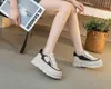 Casual Shoes Fujin 6cm Genuine Leather Platform Wedge Chunky Sneaker Mixed Color Comfy Thick Sole Spring Autumn Vulcanize Lady Lace Up