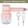 Mixers USB 2 in 1 draadloze elektrische knoflook chopper Masher klop Egg Beater 3Speed -regeling met 2 mengstangen Keuken Handheld Frader