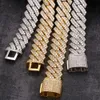 925 Silver Vermeil Iced Out Diamonds Collier Moisanite 20 mm 2 rangées PRONG CUBAN Collier Bracelet Hip Hop Bijoux pour hommes