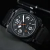 Bell e Ross High Quality Brand Bell Ross Man Br0192 Automático Mechanical Mechanical Watch Bell Black Ross Rubber 46mm AAA Relógio grande Dial grande Men observa o designer movemen