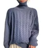 Women's Knits Alien Kitty Blue Sweater OL Women Knitted Spring Daily 2024 Preppy Style Turtleneck Casual Gentle Office Lady Full Sleeve