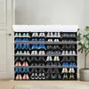 Organisateur à chaussures à chaussures portable à 8 niveaux 64 paires 32 grilles de tour de rangement de la tour de rangement de rangement extensible pour les talons, les bottes, les pantoufles, le noir