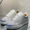 Casual Shoes Fashion Low Cut For Men Luxury Trainers Driving Spiked Bar Female Rivets Crystal Beige White Suede Genuine Leather